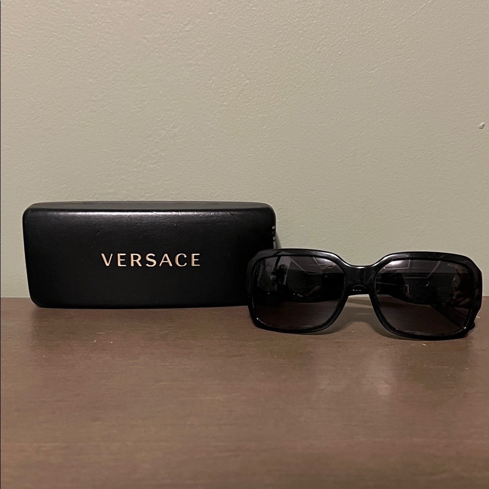 Versace Black Oversized Square Sunglasses with Case